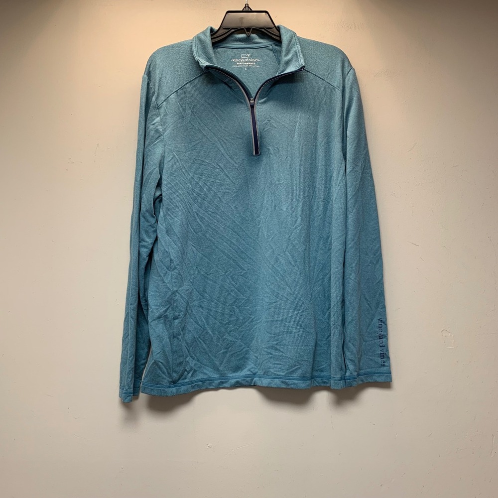 Vineyard Vines Pullover Mens L Blue Fair Performance Quarter Zip Heathered